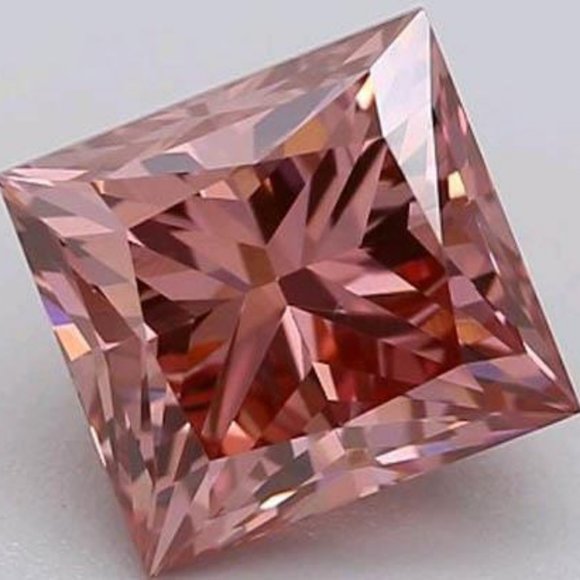0.55 Ct Intense Pink CVD Princess Cut Loose Diamond - Picture 2 of 2